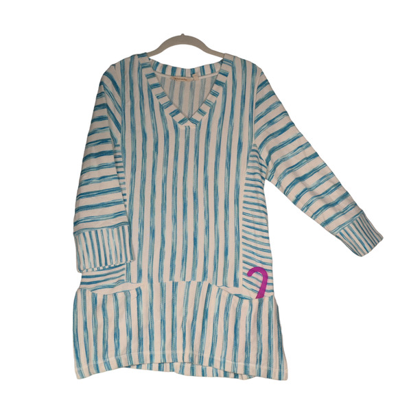 Soft Surroundings Tunic Sweatshirt Womens S Blue Cotton Viscose Blend Pockets - Picture 1 of 9